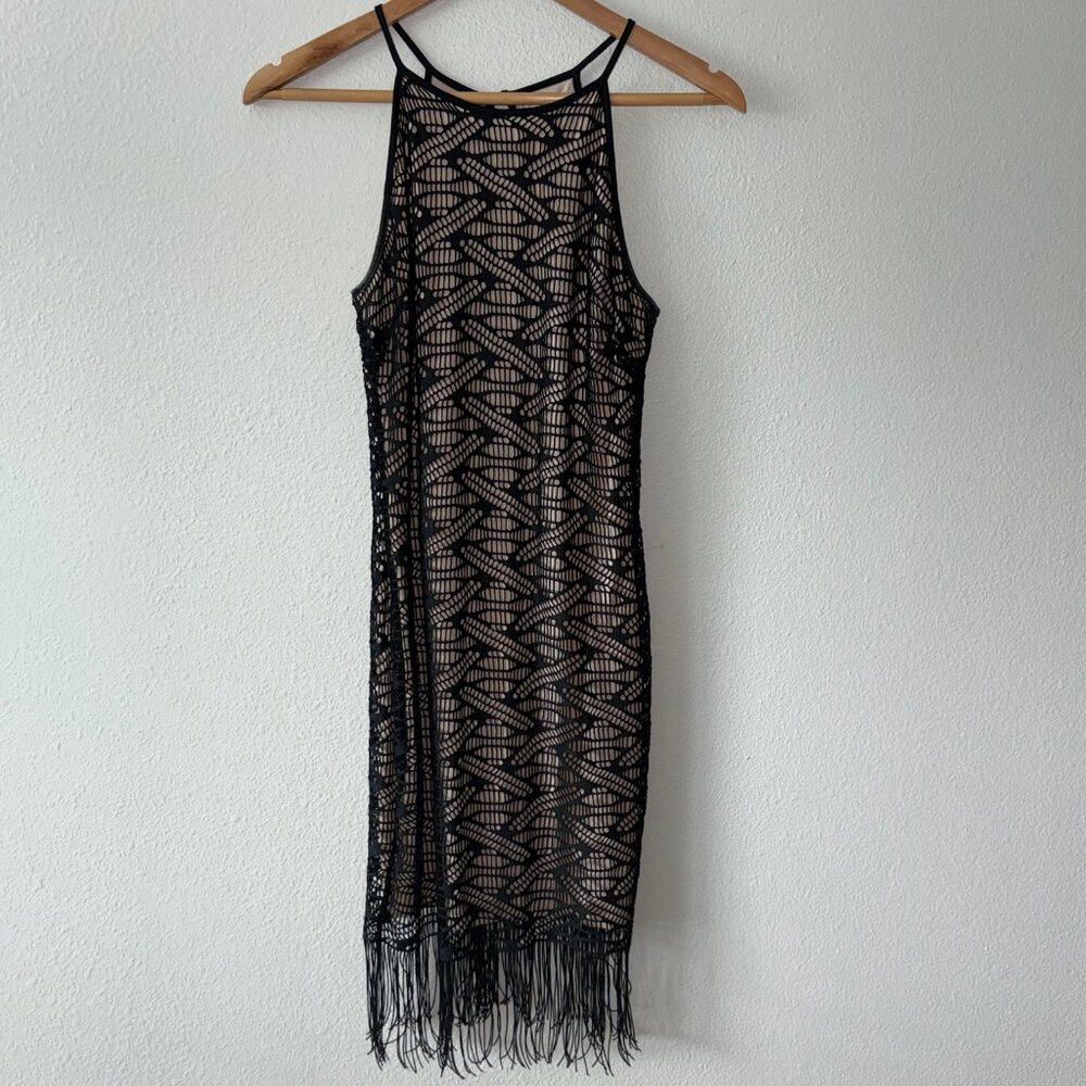 Emerald Sundae Little Black Dress Has Cutouts & Fringe‎ Fully Lined Size S